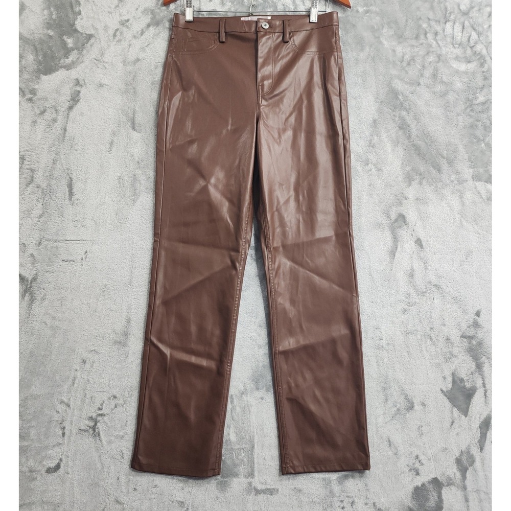 NO BOUNDARIES Pants Womens 9 Juniors Brown Faux Leather High‎ Rise Straight Leg